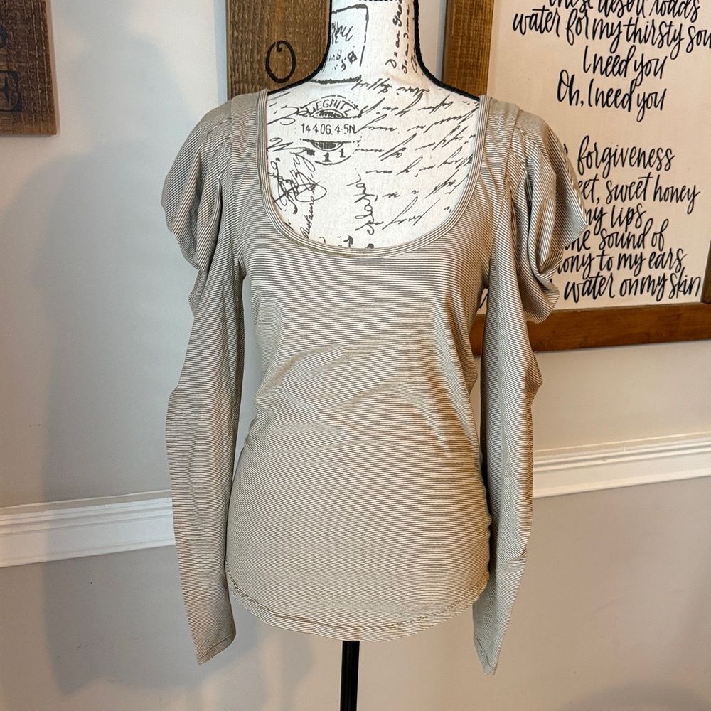 Free People Penelope Puff Striped Long Sleeve Blouse